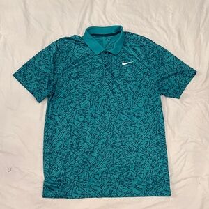 Nike dry fit Men's Teal Patterned golf Polo Shirt